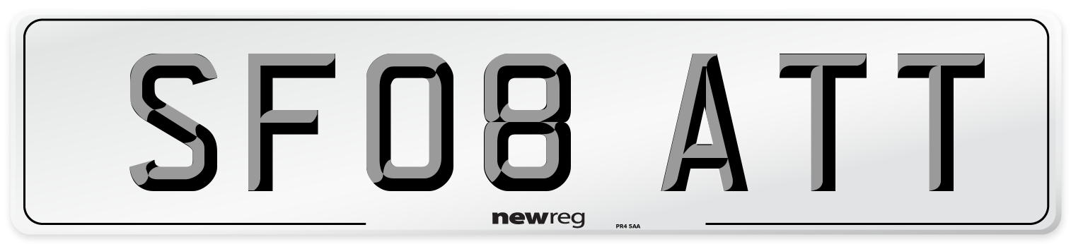 SF08 ATT Number Plate from New Reg